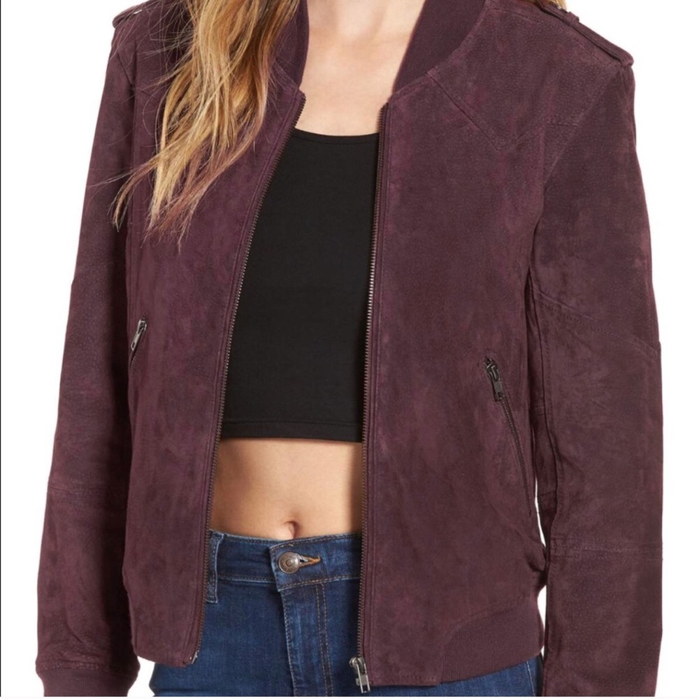 Plum Sued Bomber Jacket